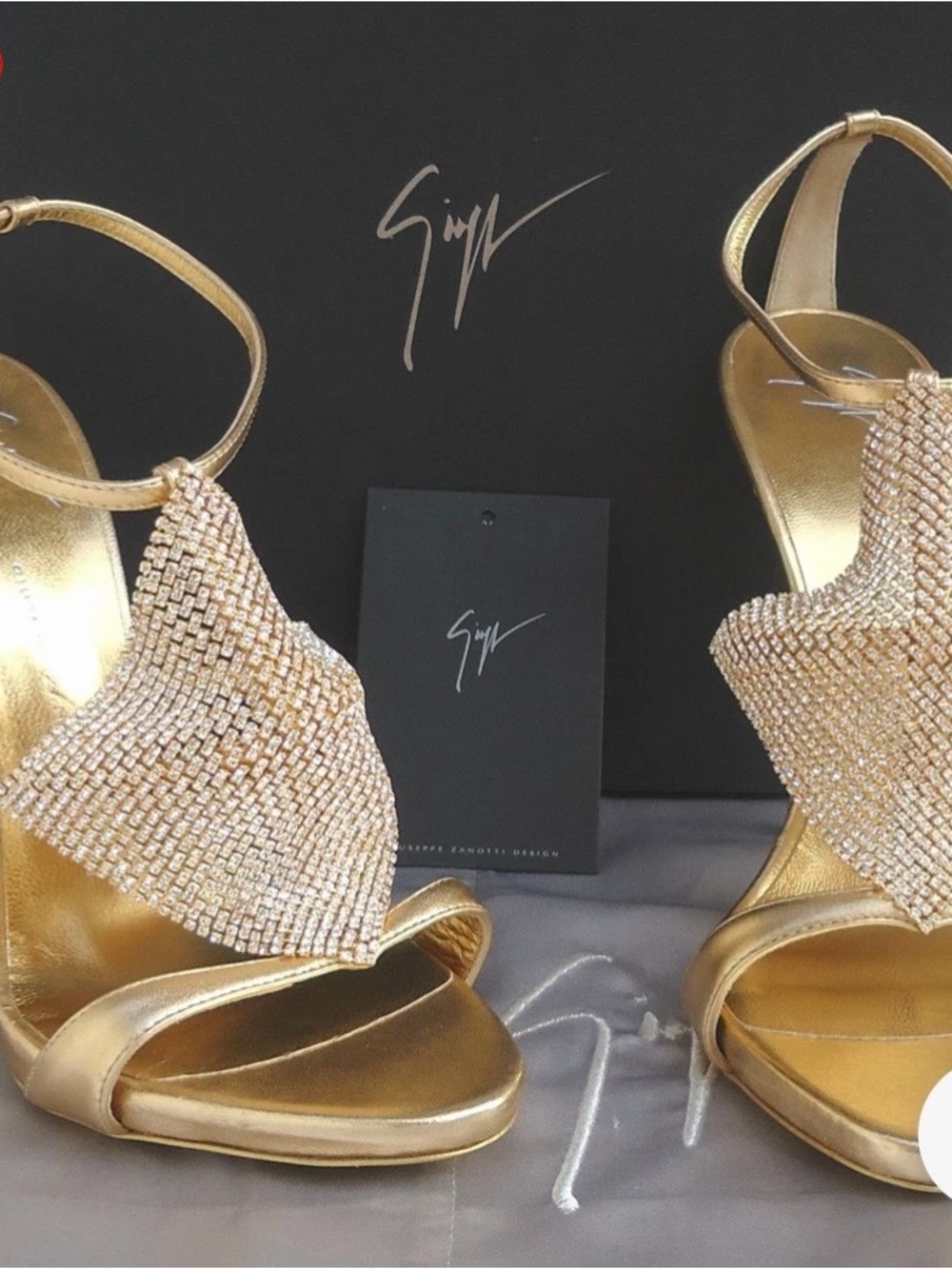 Giuseppe Zanotti Gold Crystal Mesh Ankle-Strap Heels